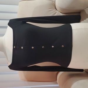 Black Long Sleeve Fake Button Top